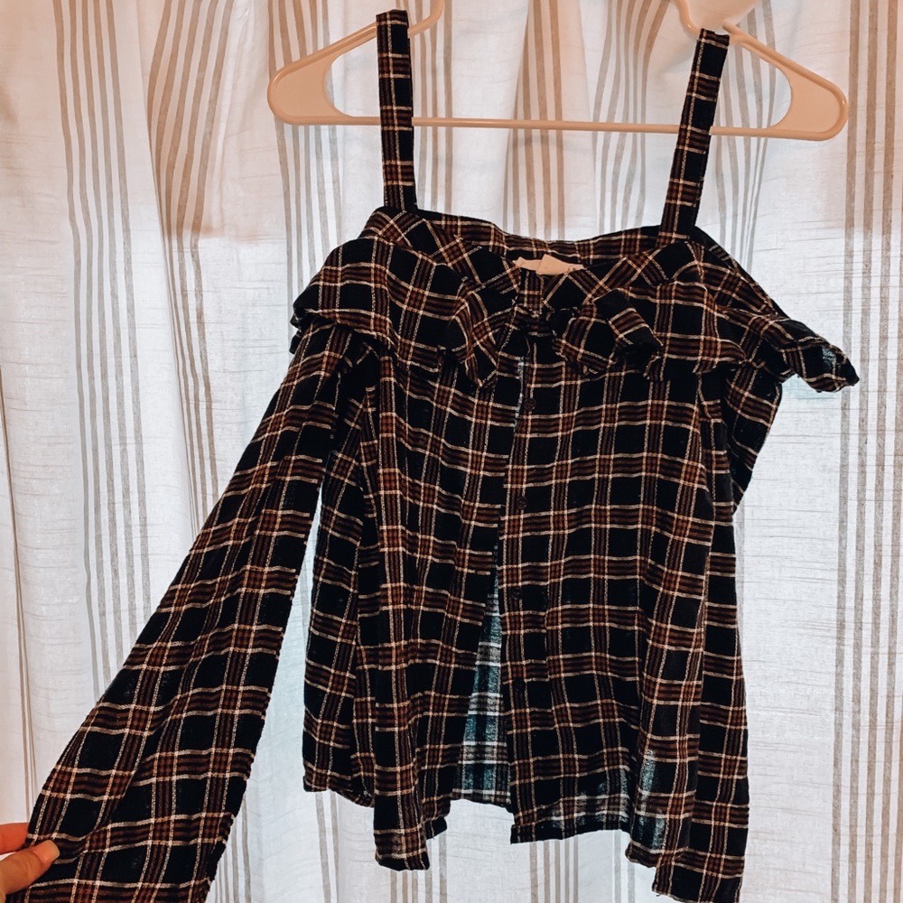 Plaid off shoulder top